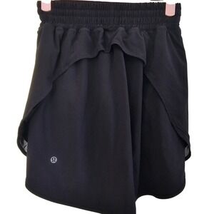 Lululemon Black Athletic Running Tennis Skirt Ruffle Back Pocket Small Logo